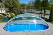 Preview: Cabrio Dom für Stahlwandpool oval mit schmalen Handlauf