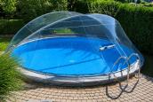 Preview: Cabrio Dom für Stahlwandpool rund mit schmalen Handlauf
