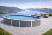 Preview: Stahlwandpool Set oval DESIGN grau PREMIUM