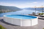 Preview: Stahlwandpool Set oval DESIGN weiß PREMIUM
