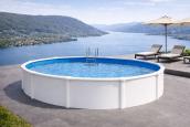 Preview: Stahlwandpool Set rund DESIGN weiß