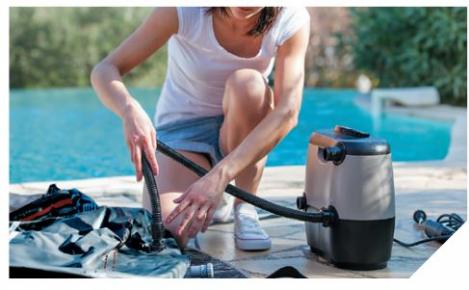 SPA BOA Whirlpool aufblasbar rund, Krokodil-Optik, 5 Personen Selbstaufblasend, beheizter Pool Outdoor & Indoor, Ø 195cm, 130 Wellness Luftdüsen