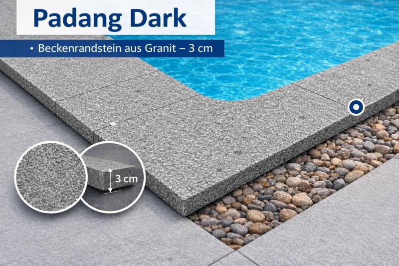 Diamond - Padang Dark Granit-Beckenrandstein-Set