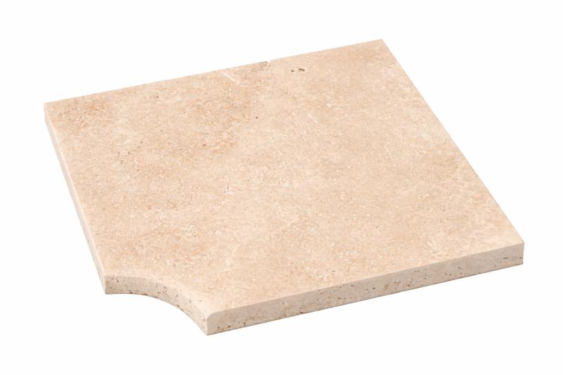 Travertin beige Eckplatte 45 x 45 x 3 cm