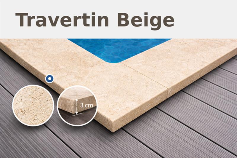 Travertin beige Beckenrandstein-Set