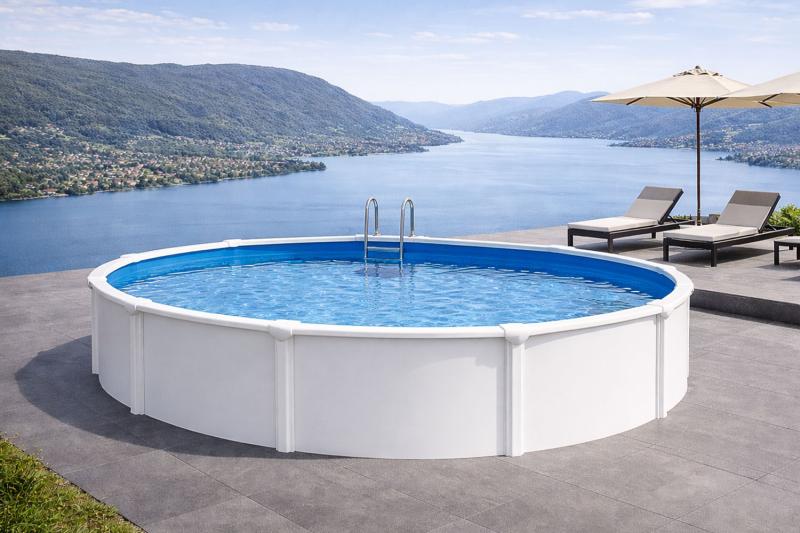 Stahlwandpool Set rund DESIGN weiß PREMIUM