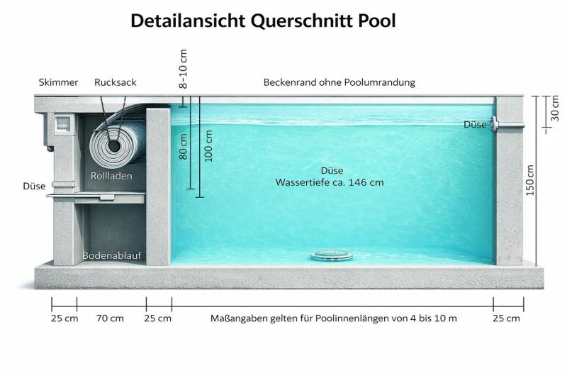 Preview: Styroporsteinpool Set PREMIUM - WAVE mit Unterflurrollladen