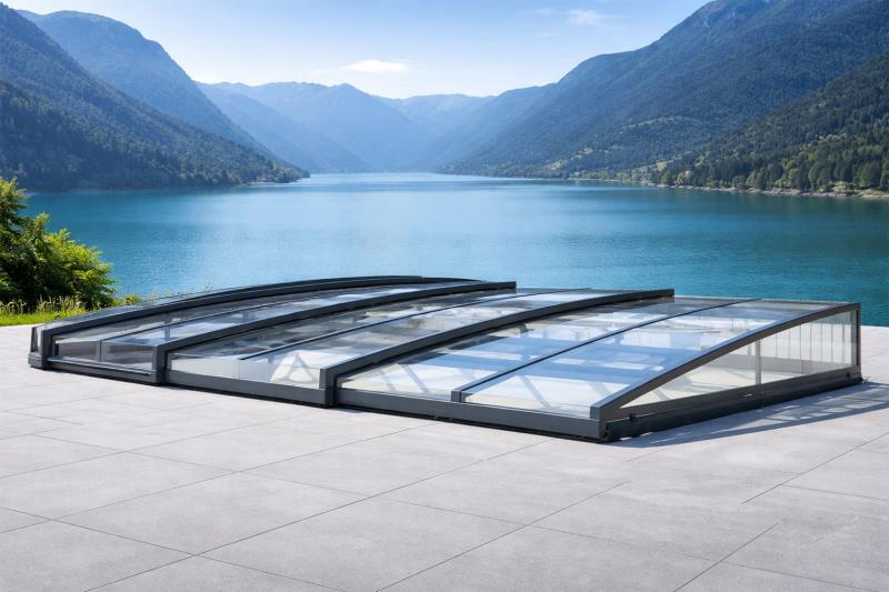 Preview: Poolüberdachung Avantgarde - AKTION - inkl. Transport, Außenmaß L 8,08 m x B 5,04 m