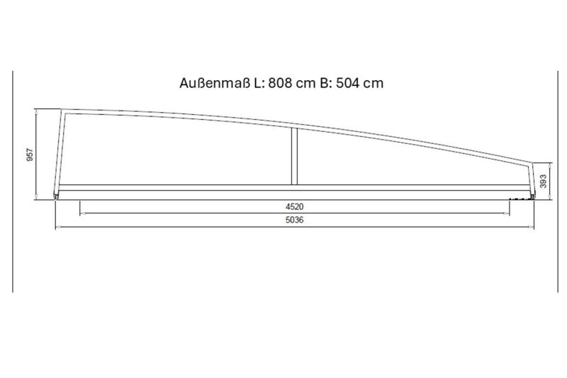Preview: Poolüberdachung Avantgarde - AKTION - inkl. Transport, Außenmaß L 8,08 m x B 5,04 m
