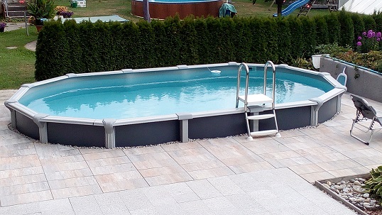 Stahlwandbecken Premium oval grau, (pool kaufen) - pool-shop.at / dein zuverlässiger Pool Partner
