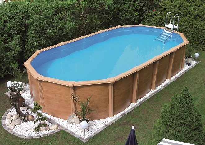 Stahlwandbecken Premium oval 6,1x3,7m wood, (pool kaufen) - pool-shop.at / dein zuverlässiger Partner