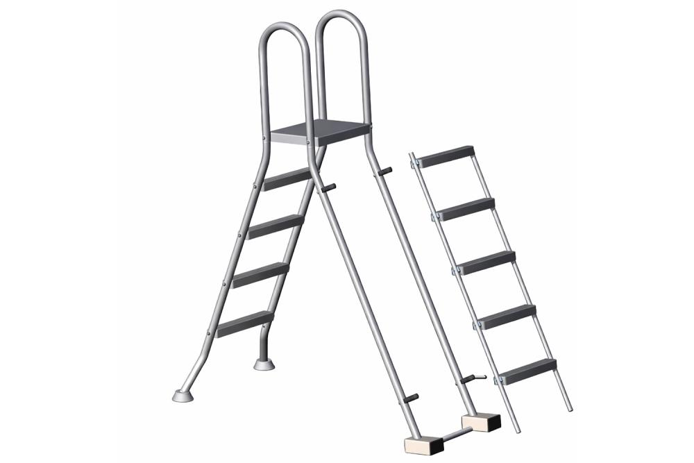 Edelstahl-Sicherheitsleiter für Pools mit 1,35 m Tiefe