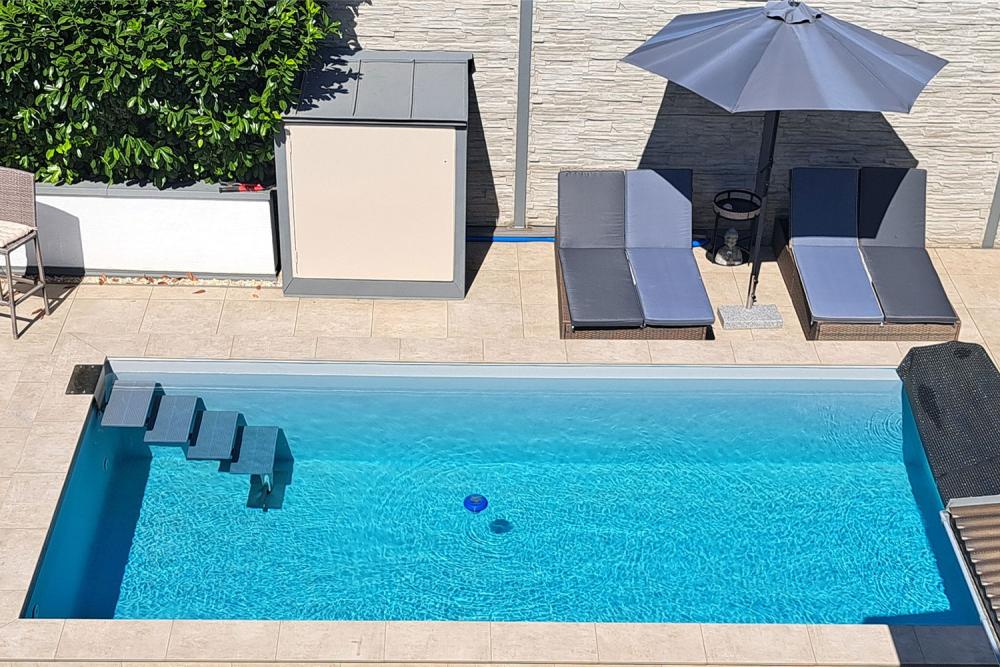 Styroporsteinpool Set ELEGANCE mit Edelstahltreppe