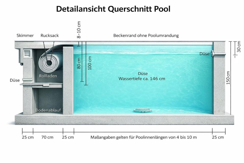 Styroporsteinpool Set PREMIUM - WAVE mit Unterflurrollladen