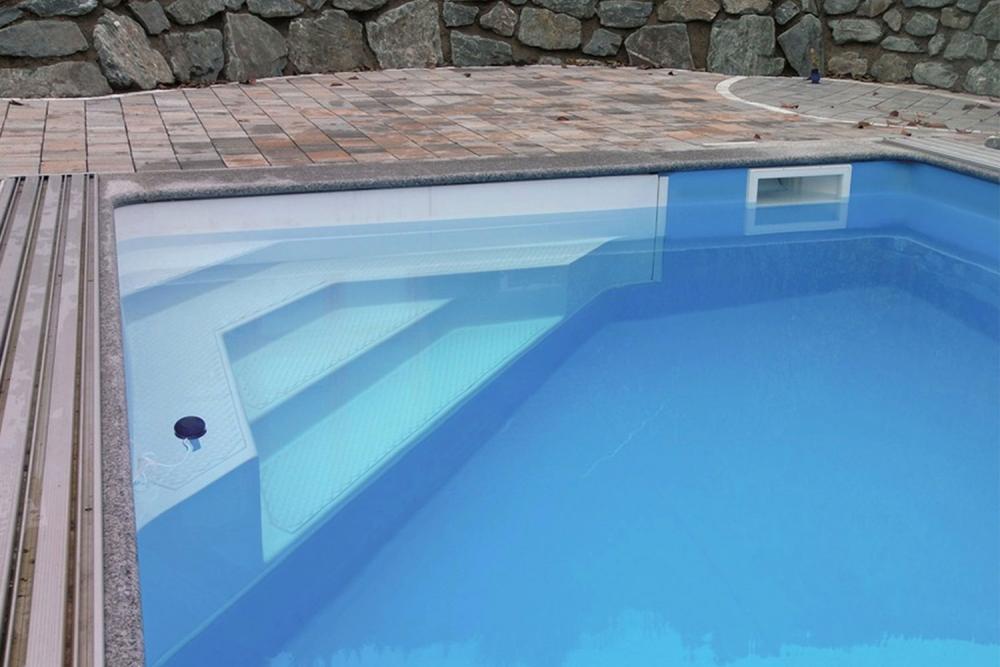 Styroporsteinpool Set ELEGANCE mit Acryl-Ecktreppe